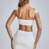 Rialta Cut-Out-Satin-Minikleid in Elfenbein