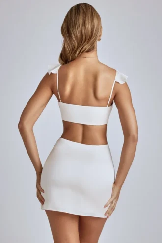 Rialta Cut-Out-Satin-Minikleid in Elfenbein