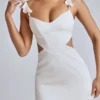 Rialta Cut-Out-Satin-Minikleid in Elfenbein