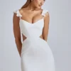 Rialta Cut-Out-Satin-Minikleid in Elfenbein