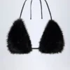 Riana Bralette aus Kunstfell in Dreiecksform in Schwarz Riana Bralette aus Kunstfell in Dreiecksform in Schwarz