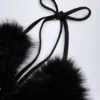 Riana Bralette aus Kunstfell in Dreiecksform in Schwarz Riana Bralette aus Kunstfell in Dreiecksform in Schwarz
