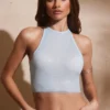 River Verziertes Crop-Top mit Racer-Ausschnitt und offenem Rücken in Aqua River Verziertes Crop-Top mit Racer-Ausschnitt und offenem Rücken in Aqua