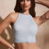 River Verziertes Crop-Top mit Racer-Ausschnitt und offenem Rücken in Aqua River Verziertes Crop-Top mit Racer-Ausschnitt und offenem Rücken in Aqua