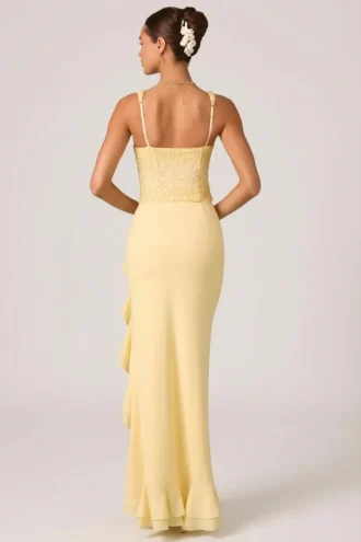 Robina – Verziertes Korsettkleid mit Rüschenbesatz in Gelb
