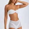 Rocas transparente, geraffte Mini-Shorts in Weiß