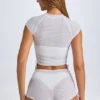 Rocas transparente, geraffte Mini-Shorts in Weiß