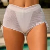 Rocas transparente, geraffte Mini-Shorts in Weiß
