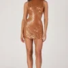 Romilly Minikleid mit Verzierungen und hohem Ausschnitt in Bronze Romilly Minikleid mit Verzierungen und hohem Ausschnitt in Bronze