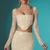 Romy Verzierter Bodycon-Minirock aus Spitze in Elfenbein Romy Verzierter Bodycon-Minirock aus Spitze in Elfenbein