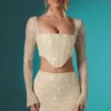 Romy Verzierter Bodycon-Minirock aus Spitze in Elfenbein Romy Verzierter Bodycon-Minirock aus Spitze in Elfenbein