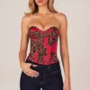 Rose Bandeau-Korsett-Oberteil mit Schnürung in rosa Leopardenmuster Rose Bandeau-Korsett-Oberteil mit Schnürung in rosa Leopardenmuster