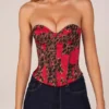 Rose Bandeau-Korsett-Oberteil mit Schnürung in rosa Leopardenmuster Rose Bandeau-Korsett-Oberteil mit Schnürung in rosa Leopardenmuster