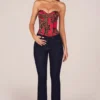 Rose Bandeau-Korsett-Oberteil mit Schnürung in rosa Leopardenmuster Rose Bandeau-Korsett-Oberteil mit Schnürung in rosa Leopardenmuster