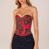 Rose Bandeau-Korsett-Oberteil mit Schnürung in rosa Leopardenmuster Rose Bandeau-Korsett-Oberteil mit Schnürung in rosa Leopardenmuster