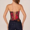 Rose Bandeau-Korsett-Oberteil mit Schnürung in rosa Leopardenmuster Rose Bandeau-Korsett-Oberteil mit Schnürung in rosa Leopardenmuster
