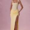 Rosina Mesh-Brautjungfernkleid in Buttergelb