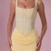 Rosina Mesh-Brautjungfernkleid in Buttergelb