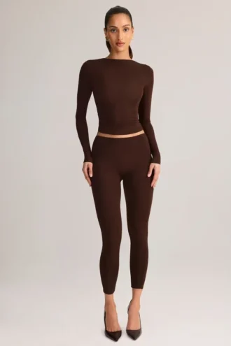 Roux Modal-Leggings mit mittlerer Leibhöhe und verkürztem Bein in Schokoladenbraun