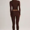 Roux Modal-Leggings mit mittlerer Leibhöhe und verkürztem Bein in Schokoladenbraun Roux Modal-Leggings mit mittlerer Leibhöhe und verkürztem Bein in Schokoladenbraun