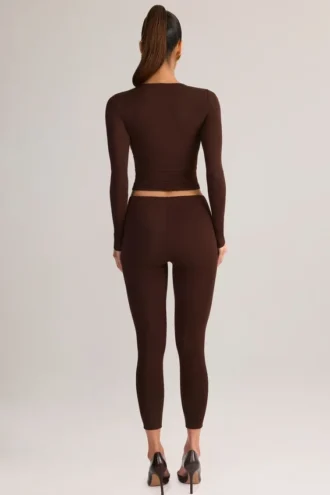 Roux Modal-Leggings mit mittlerer Leibhöhe und verkürztem Bein in Schokoladenbraun