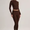 Roux Modal-Leggings mit mittlerer Leibhöhe und verkürztem Bein in Schokoladenbraun Roux Modal-Leggings mit mittlerer Leibhöhe und verkürztem Bein in Schokoladenbraun