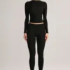 Roux Modal-Leggings mit mittlerer Leibhöhe und verkürztem Bein in Schwarz Roux Modal-Leggings mit mittlerer Leibhöhe und verkürztem Bein in Schwarz