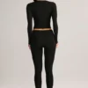 Roux Modal-Leggings mit mittlerer Leibhöhe und verkürztem Bein in Schwarz Roux Modal-Leggings mit mittlerer Leibhöhe und verkürztem Bein in Schwarz