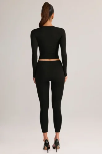 Roux Modal-Leggings mit mittlerer Leibhöhe und verkürztem Bein in Schwarz