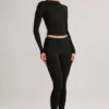 Roux Modal-Leggings mit mittlerer Leibhöhe und verkürztem Bein in Schwarz Roux Modal-Leggings mit mittlerer Leibhöhe und verkürztem Bein in Schwarz