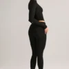 Roux Modal-Leggings mit mittlerer Leibhöhe und verkürztem Bein in Schwarz Roux Modal-Leggings mit mittlerer Leibhöhe und verkürztem Bein in Schwarz