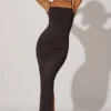 Ryatt gerafftes, figurbetontes Maxikleid in Schwarz