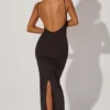 Ryatt gerafftes, figurbetontes Maxikleid in Schwarz