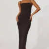 Ryatt gerafftes, figurbetontes Maxikleid in Schwarz