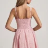 Sabina A-Linien-Minikleid mit Schleifendetail in rosa Polka-Dots Sabina A-Linien-Minikleid mit Schleifendetail in rosa Polka-Dots