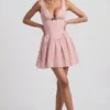 Sabina A-Linien-Minikleid mit Schleifendetail in rosa Polka-Dots Sabina A-Linien-Minikleid mit Schleifendetail in rosa Polka-Dots
