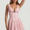 Sabina A-Linien-Minikleid mit Schleifendetail in rosa Polka-Dots Sabina A-Linien-Minikleid mit Schleifendetail in rosa Polka-Dots