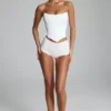 Sabrine Slinky Jersey Low-Rise Hotpants in Weiß Sabrine Slinky Jersey Low-Rise Hotpants in Weiß