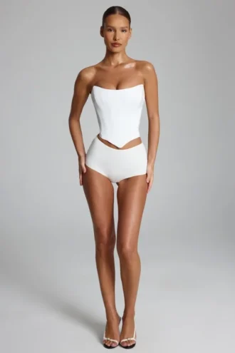 Sabrine Slinky Jersey Low-Rise Hotpants in Weiß