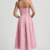 Saidey A-Linien-Midaxi-Kleid in zartem Rosa mit Broderie-Anglaise-Schleife