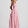 Saidey A-Linien-Midaxi-Kleid in zartem Rosa mit Broderie-Anglaise-Schleife