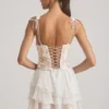 Sakura-Minikleid mit Rüschen und Verzierungen in Elfenbein
