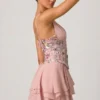 Sakura-Minikleid mit Rüschen und Verzierungen in Floral Pink