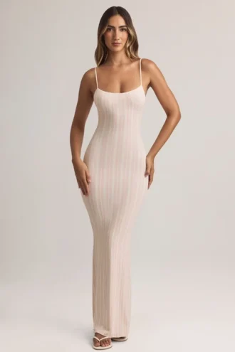 Salma Modal-Maxikleid mit U-Ausschnitt und Trägern im Streifenmuster