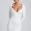 Sana Modal-Minikleid mit Rüschen und langen Ärmeln in Weiß Sana Modal-Minikleid mit Rüschen und langen Ärmeln in Weiß