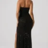 Sansel verziertes Neckholder-Kleid in Schwarz