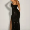 Sansel verziertes Neckholder-Kleid in Schwarz