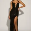 Sansel verziertes Neckholder-Kleid in Schwarz