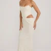 Saphira verziertes, drapiertes Korsettkleid mit Cut-outs in Weiß Saphira verziertes, drapiertes Korsettkleid mit Cut-outs in Weiß