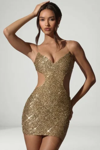 Sayzel Minikleid mit Cut-outs und Verzierungen in Gold